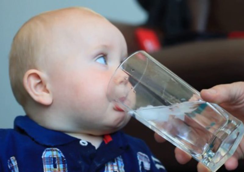 baby drinking water