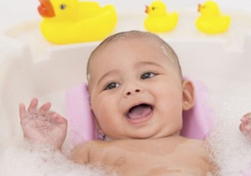 baby taking a bath