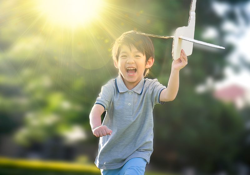 child running happily